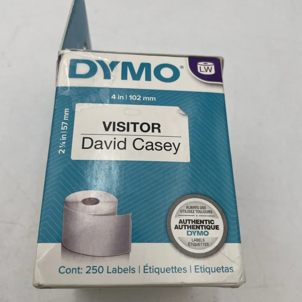Adhesive white name badge labels 2 1/4